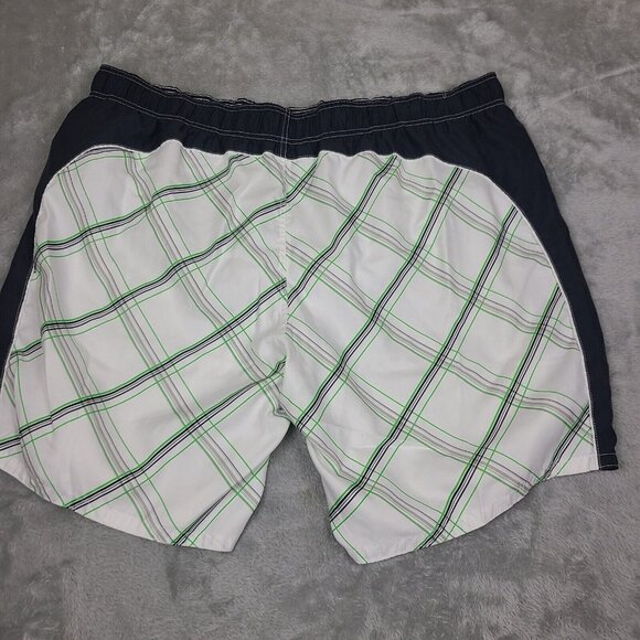 Op Ocean Pacific Swimsuit Board Shorts Men 3XL Black White Green Gray Plaid - Picture 9 of 9